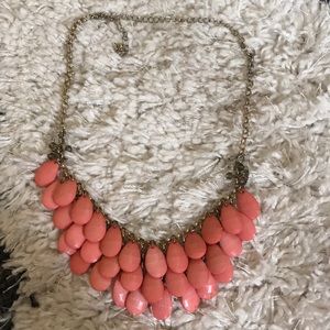 Coral and Gold Statement Necklace